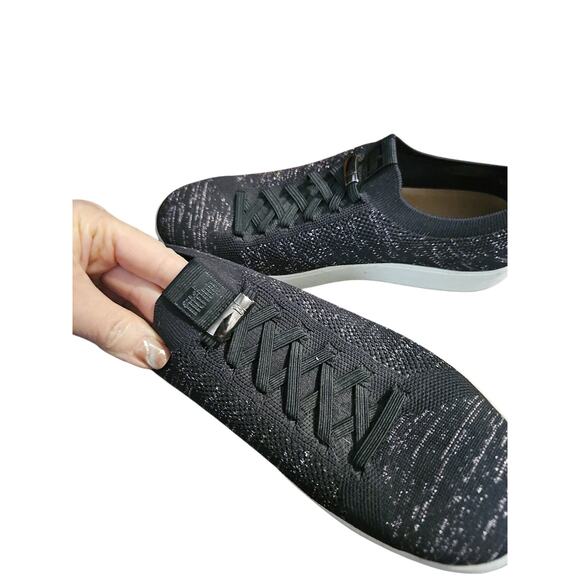 Fitflop knit slip on sneakers sz 10 black purple metallic accent shoes - Picture 7 of 7